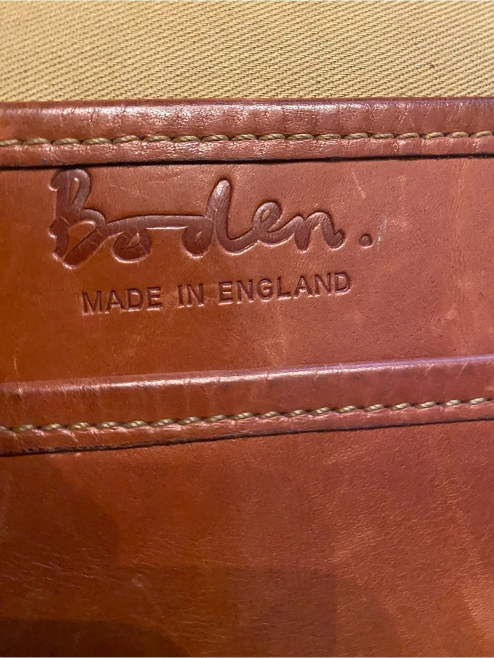 Boden Tan Leather Briefcase w/Buckle Straps. Great leather. Polish be great